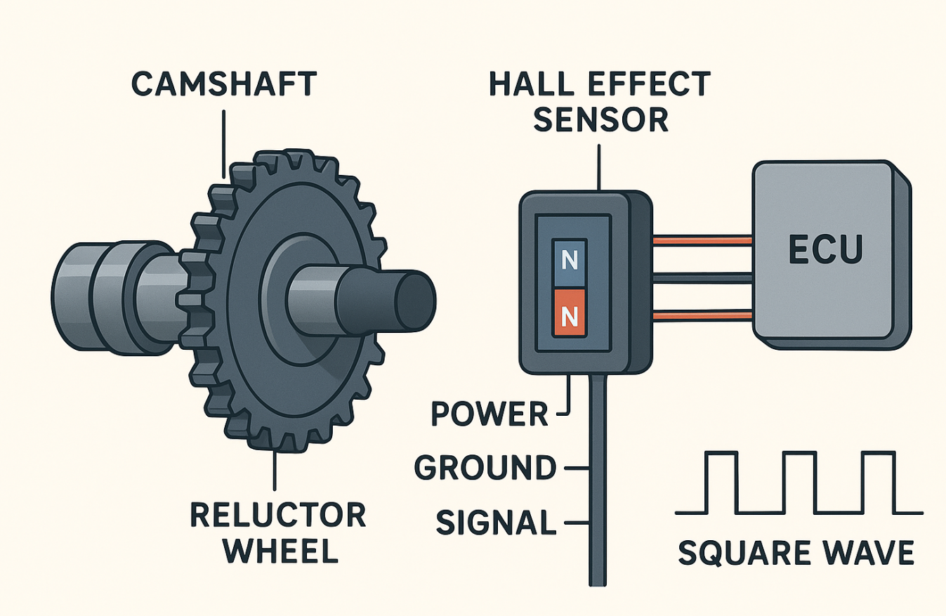The camshaft position sensor's operation principle